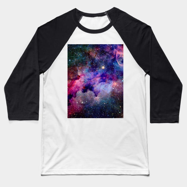 Colorful Glitter Galaxy Sky Baseball T-Shirt by NewburyBoutique